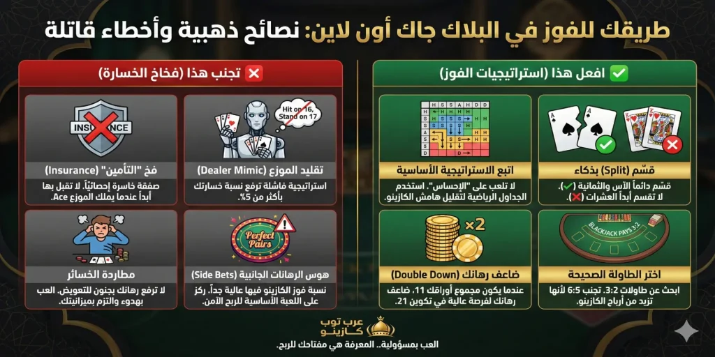 نصائح  عند لعب البلاك جاك أون لاين